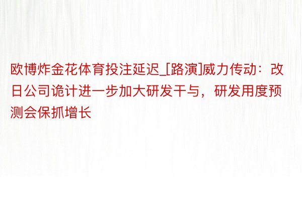 欧博炸金花体育投注延迟_[路演]威力传动：改日公司诡计进一步加大研发干与，研发用度预测会保抓增长