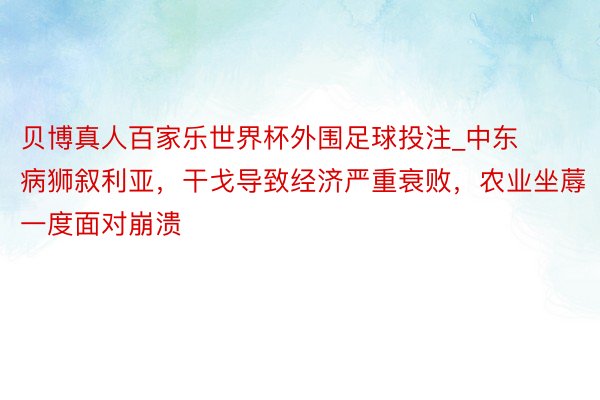 贝博真人百家乐世界杯外围足球投注_中东病狮叙利亚，干戈导致经济严重衰败，农业坐蓐一度面对崩溃